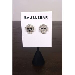 BaubleBar Skull Whimsigoth Halloween Cupchain Pave Crystal Earrings New